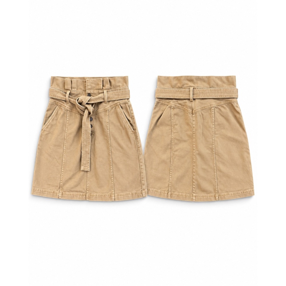 Banana Republic Belted Twill Skirt Womens 6 Whiskey Brown Cotton Utility A Line